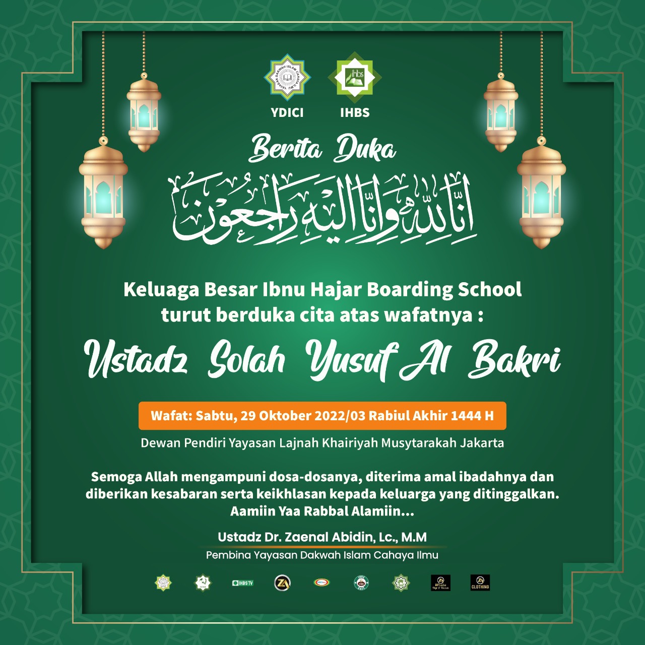 IHBS Turut Berduka Cita