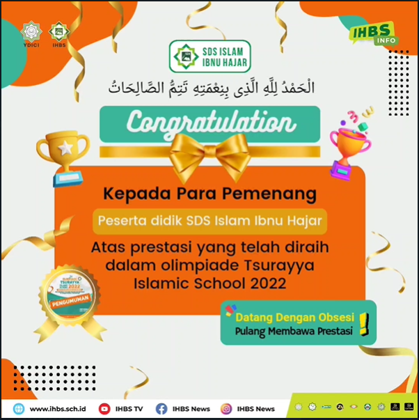 SDS Ibnu Hajar Berprestasi Olimpiade Tsurayya Islamic School 2022