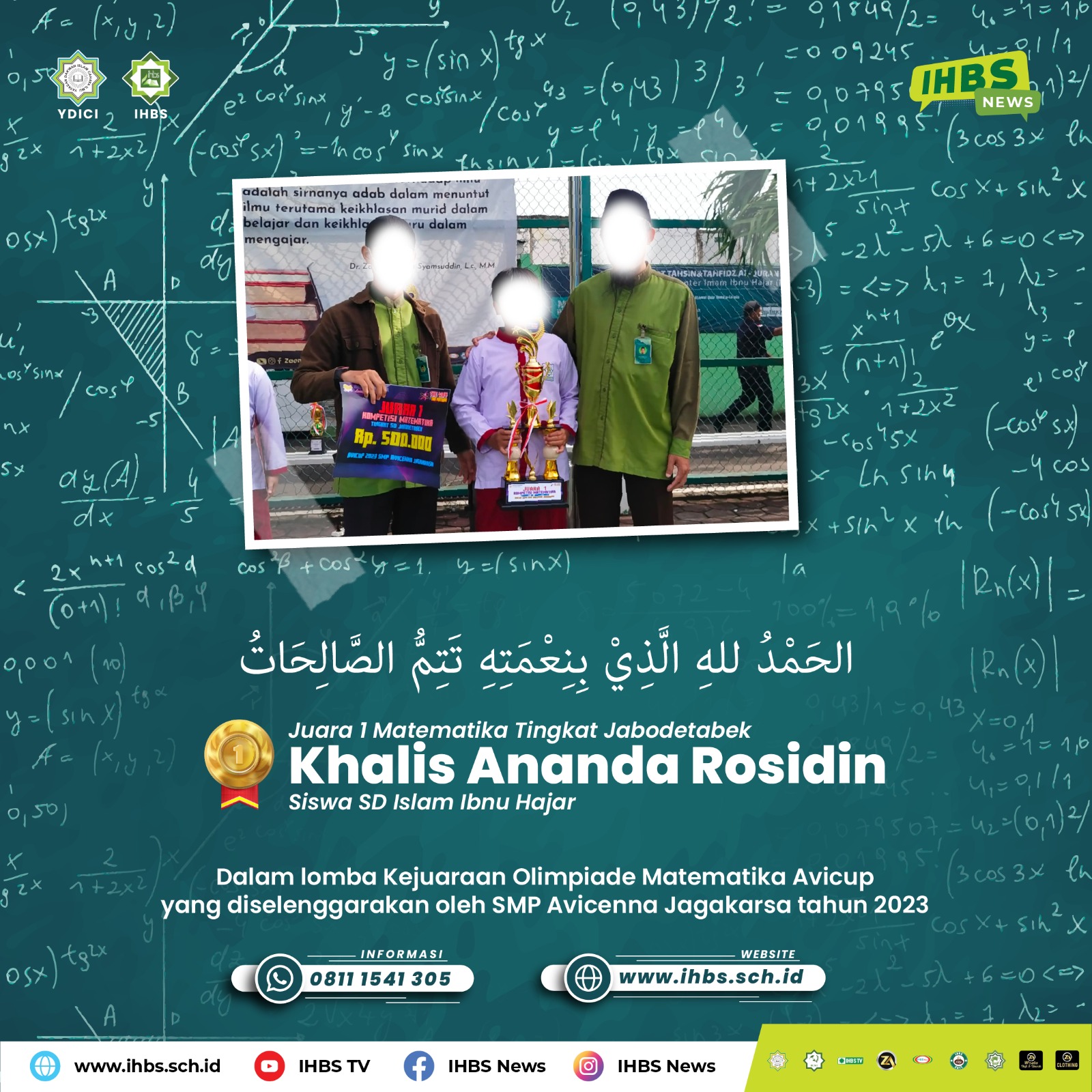 Siswa SDS Islam Ibnu Hajar Juara Matematika Pada Olimpiade Avicup SMP Avicenna Jagakarsa