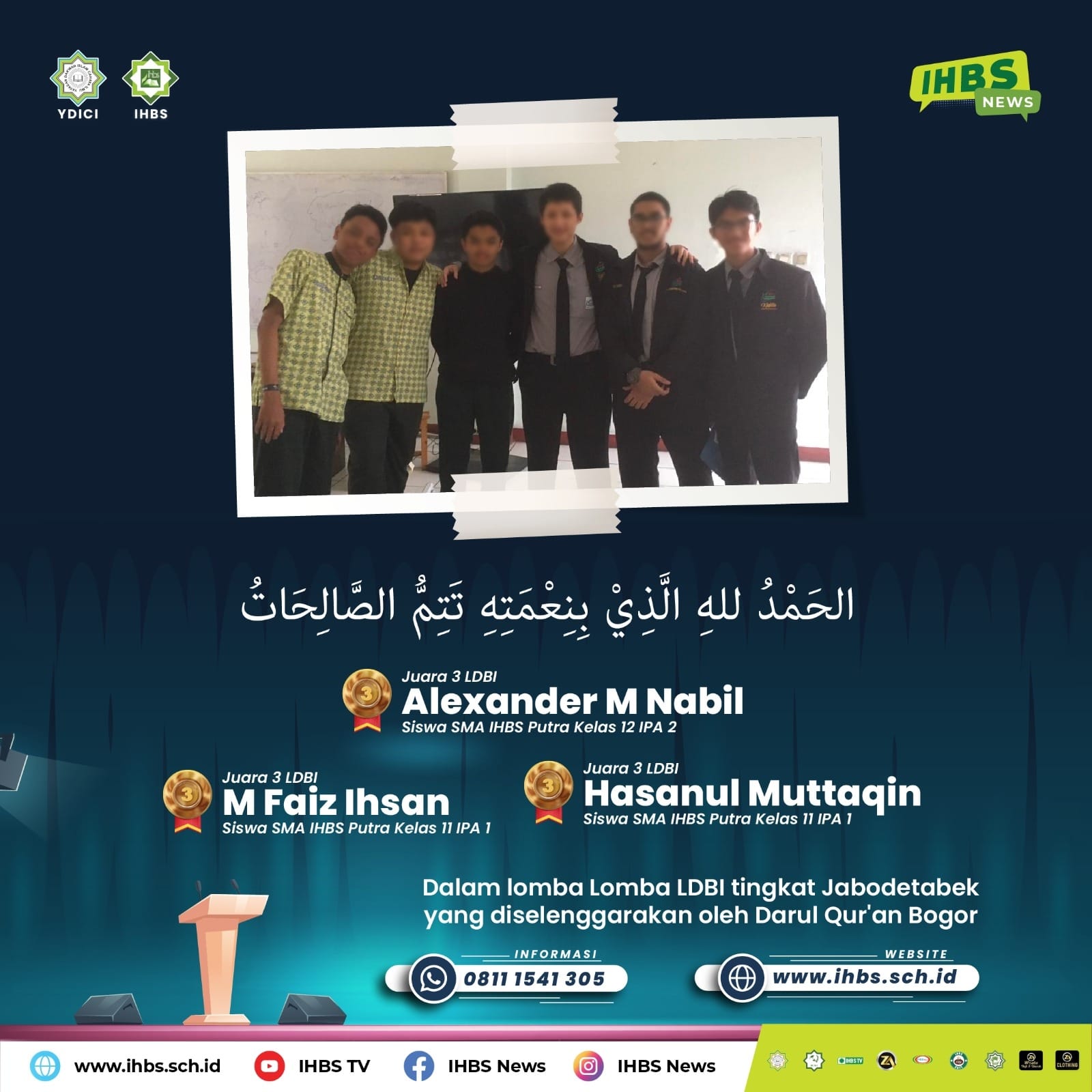 Team LDBI SMA IHBS Juara 3 Tingkat Jabodetabek Di Darul Quran Bogor